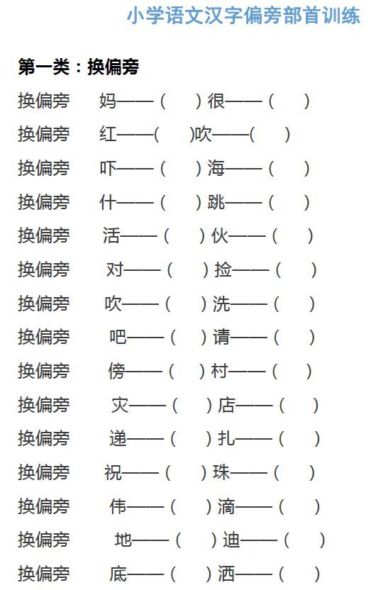 偏旁部首 偏旁和部首是一回事么? 家长们千万别乱教! 附小学汉字偏旁部首练习