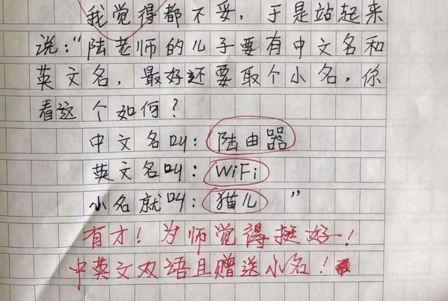 小学生因“名字”走红网络，连名带姓一共5笔，没有一笔是弯的