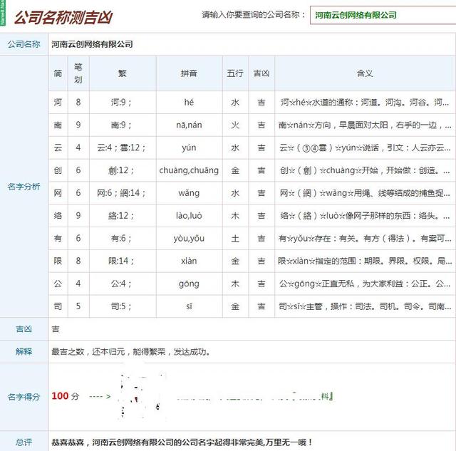 在公司起名网上对公司进行起名和公司起名测试打分