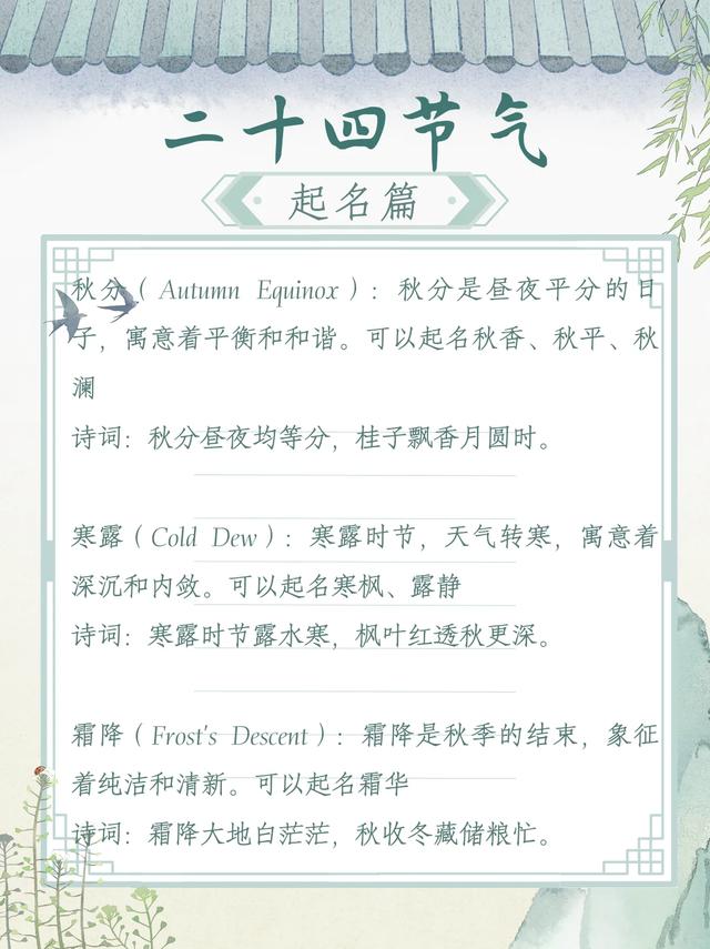 【起名】二十节气来起名字，你会起名吗？