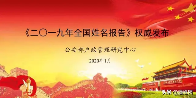 重磅！权威发布2019全国姓氏报告！潘姓排名第36位