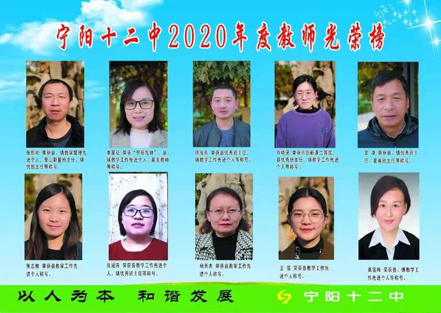 龙腾汶河笑，鹤唳九皋鸣——喜看2020年宁阳十二中教师光荣榜