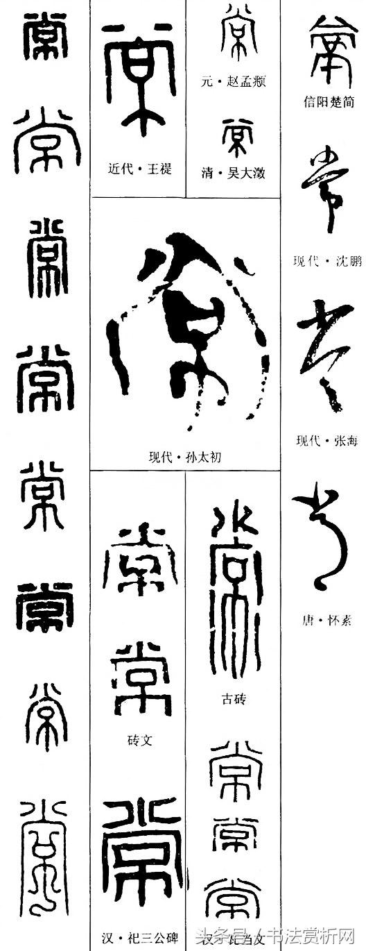 一日一字一图（常 cháng）字 字源及五体书法图文解析