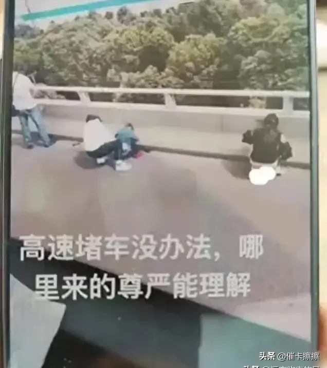 憋不住！女子在高速公路上就地小便！网友：这算光明正大抗议吗？